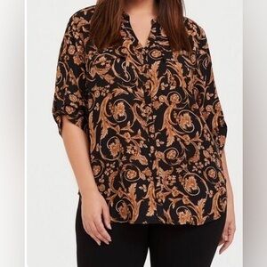 Torrid blouse top Georgette Button-Down Pullover Blouse‎ size 1 1X 14/16